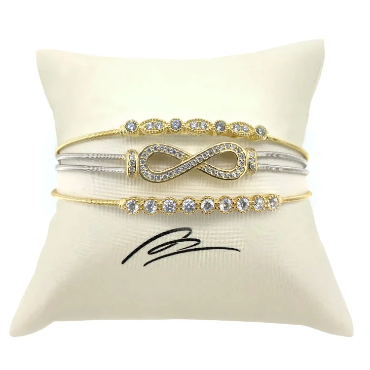 women’s sterling silver bracelet-Gold Infinity Stack