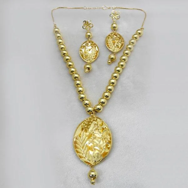 women’s delicate necklace-Utkrishtt  Forming Gold Plated Copper Necklace Set - 1107865