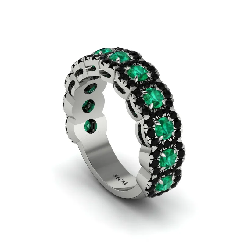 women’s custom designed engagement rings-Emerald Blossoming Love Halo Wedding Band - Annalise No. 36