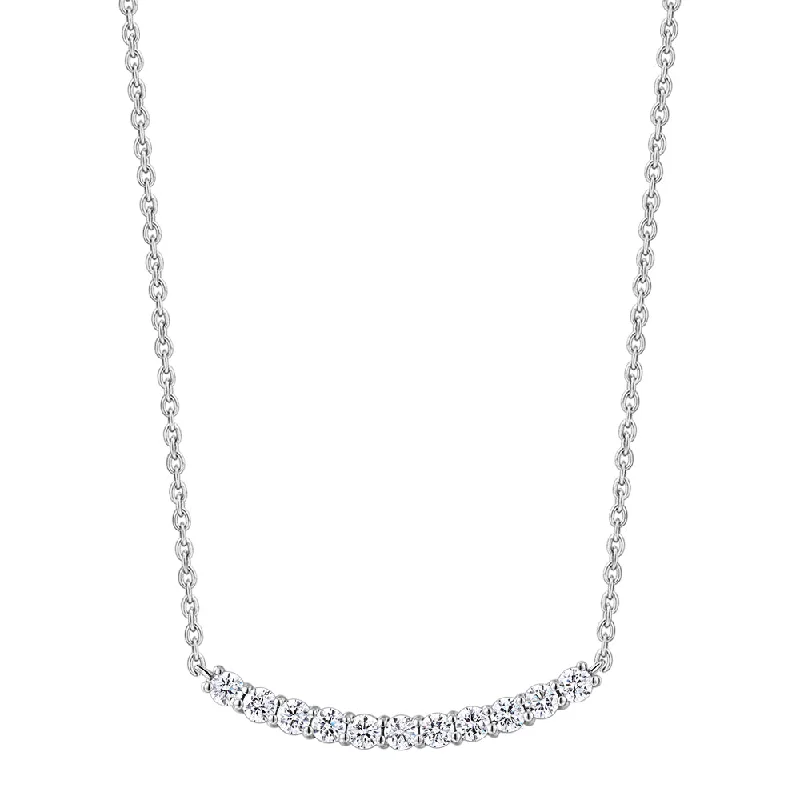 women’s pendant necklace-Necklace with 0.88 carats* of diamond simulants in sterling silver