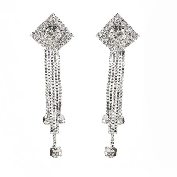 women’s fashion earrings-Eugenia Silver Plated Austrian Stone Dangler Earrings