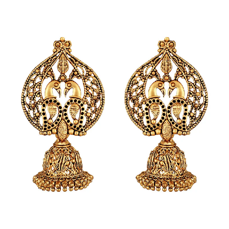 women’s pearl drop earrings-Shrishti Fashion Admirable Peacock Paisley Gold Plated Jhumki Earring For Women