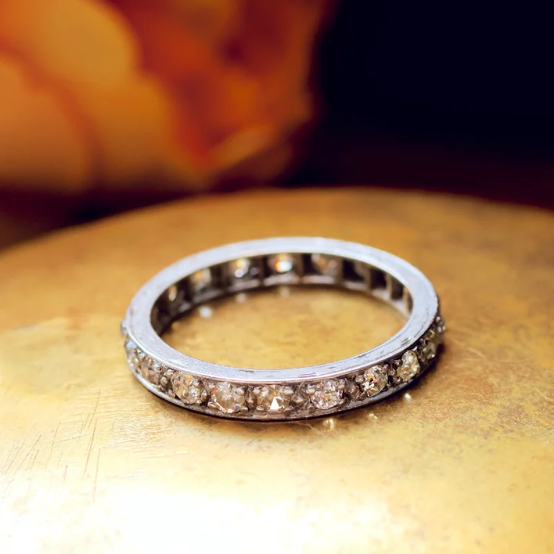 women’s signet ring-Vintage Size 'N' or '6.75' Diamond & Platinum Full Eternity Ring