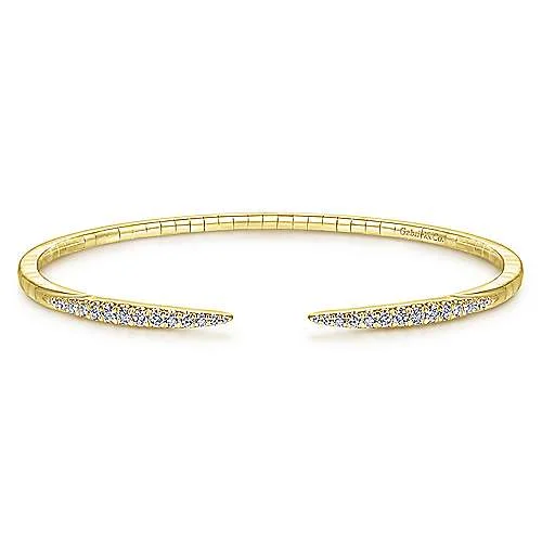 women’s oval bangle-14K Yellow Gold Split Diamond Spike Bangle