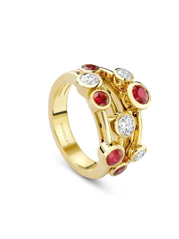 women’s fashion ring-Raindance Classic Yellow Gold Ruby Ring