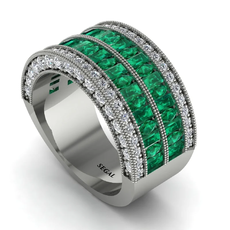 women’s cushion halo engagement rings-Emerald Multi-Row Halo Wedding Band - Blake No. 6