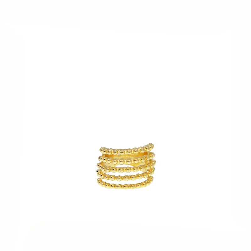 women’s anniversary ring-gold plated 5 strand beaded ball ring