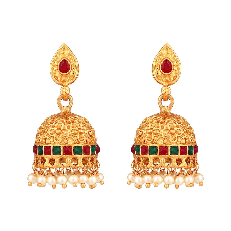 women’s yellow gold earrings-Shrishti Fashion Glorious Gold Plated Jhumki Earring For Women