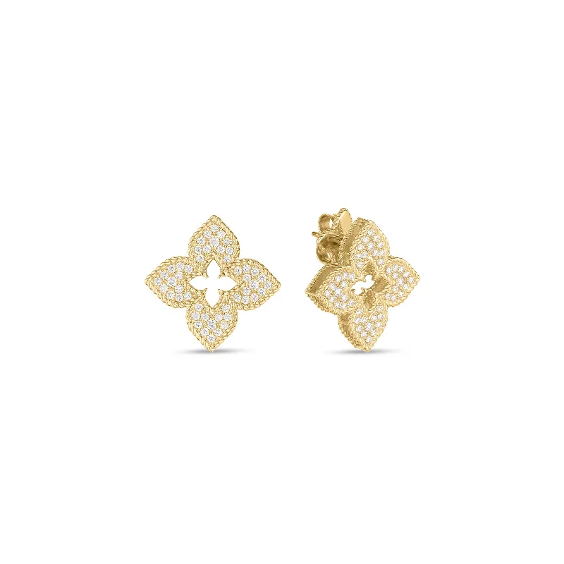 women’s floral earrings-Diamond Venetian Princess Stud Earrings