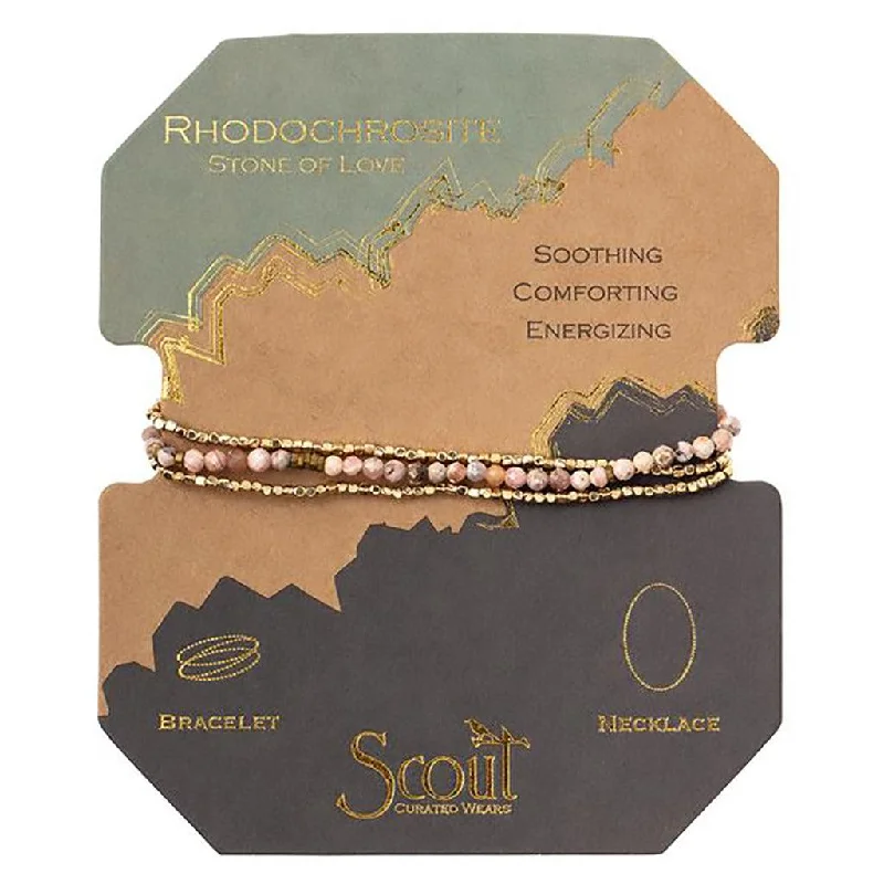 women’s oval-shaped bracelet-Scout Curated Wears : Delicate Stone Rhodochrosite - Stone of Love