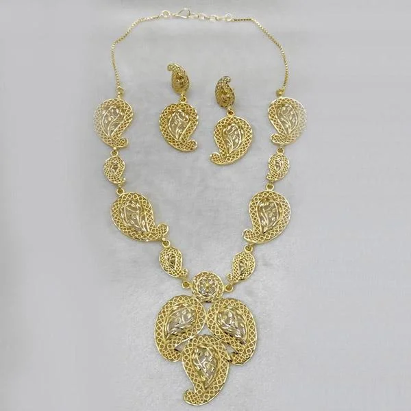 women’s long necklace-Utkrishtt Forming Gold Plated Copper Necklace Set - 1107867