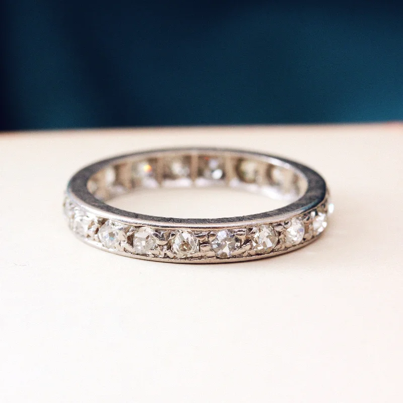 women’s stackable diamond rings-Vintage Glitter! Size 'M and a half' or '6.5' Full Diamond Eternity Ring