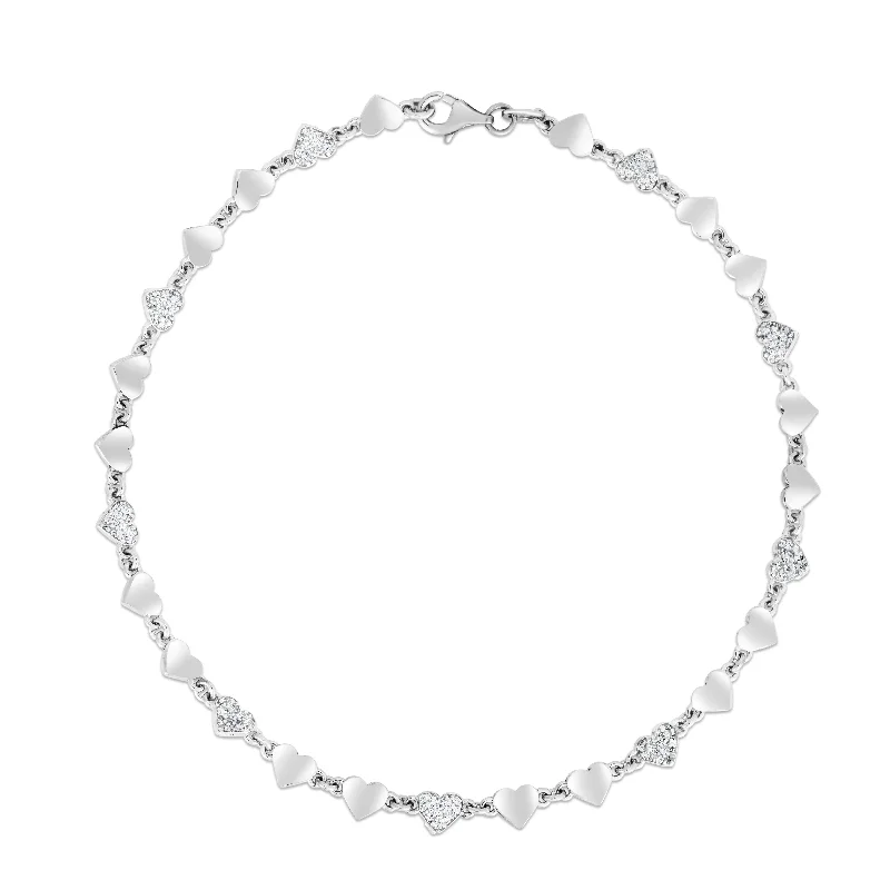 women’s casual bracelet-Silver Heart Chain Anklet