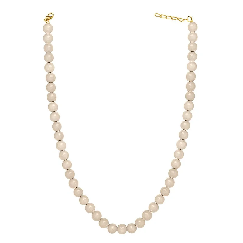 women’s silver necklace-Mahi Gold Plated Pearl Crystal Cream Necklace with Swarovski Elements For Women