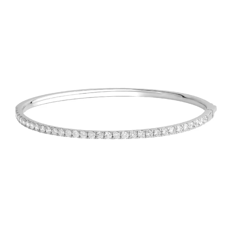 women’s gemstone cuff-White Gold Diamond Bangle