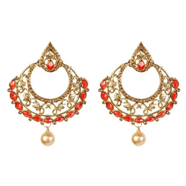 women’s hoop crystal earrings-Kriaa Kundan Gold Plated Stone Dangler Earring