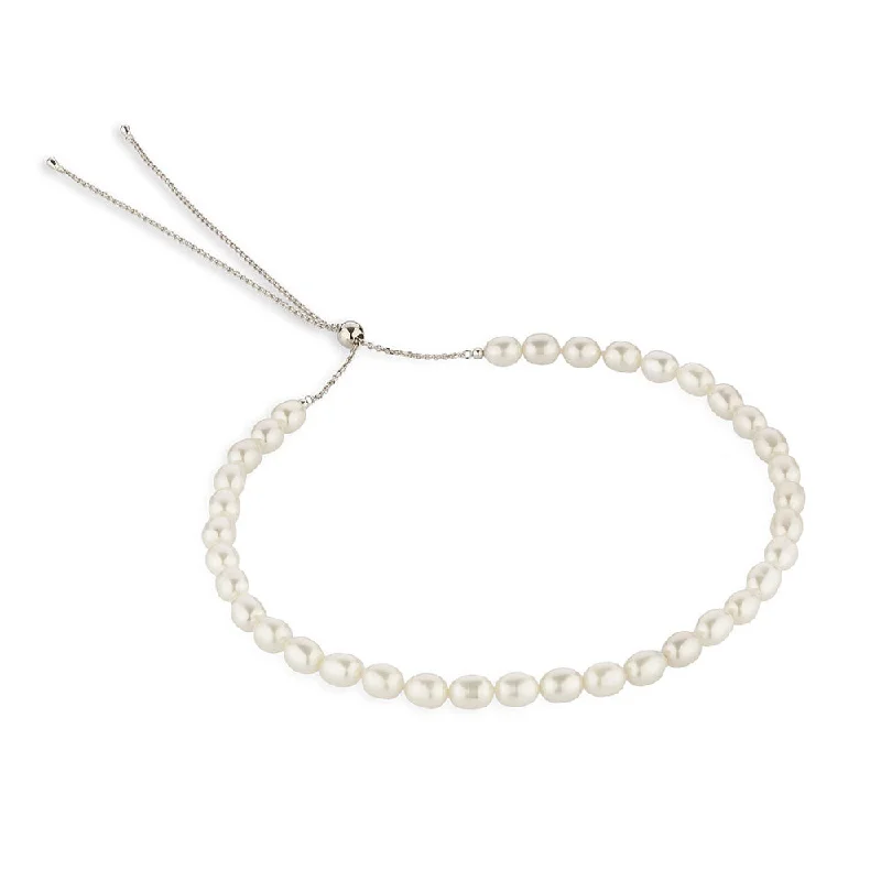 women’s solitaire diamond necklace-Cultured freshwater pearl slider necklace in sterling silver