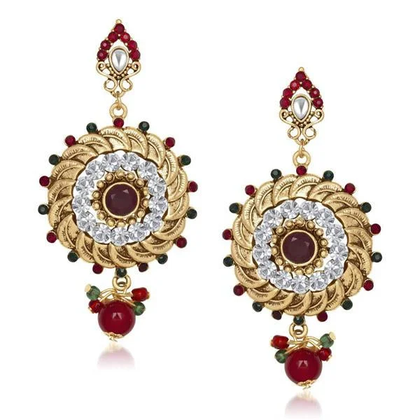 women’s vintage drop earrings-Soha Fashion Antique Gold Plated Dangler Earrings