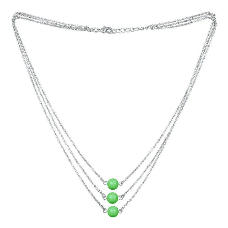 women’s pendant necklace-Mahi Designer Multilayered Neon Green Swarovski Pearl Necklace Mala Made of Alloy for Girls and Women