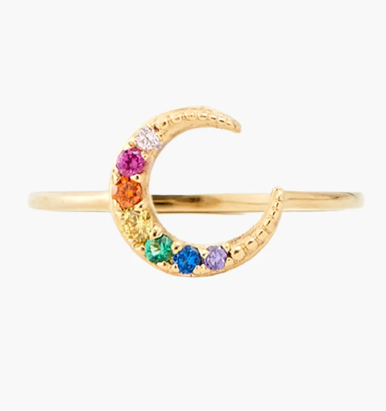 women’s unique ring-Rainbow Moon Ring