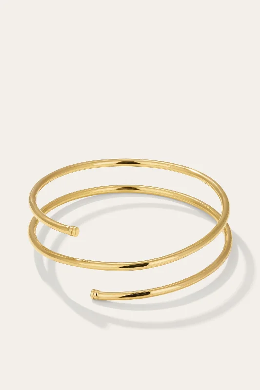 women’s silver bracelet-Mini Coil Gold Plated Bangle