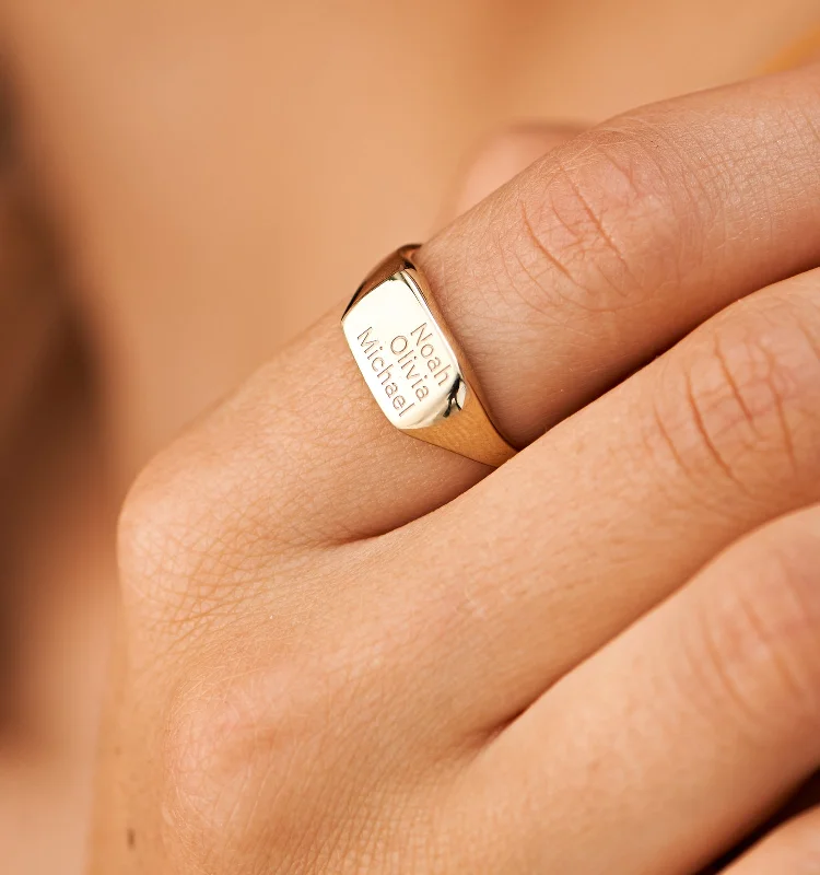 women’s eternity ring-Square Signet Ring