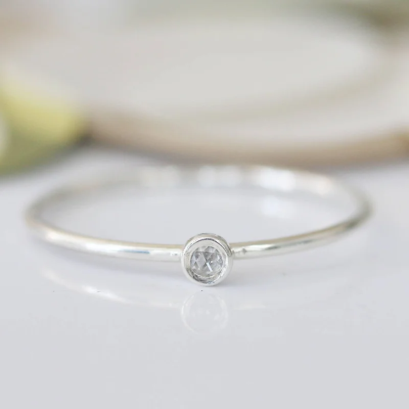 women’s fancy engagement ring-Silver Rose Cut Diamond Fleck Ring by Christina Kober