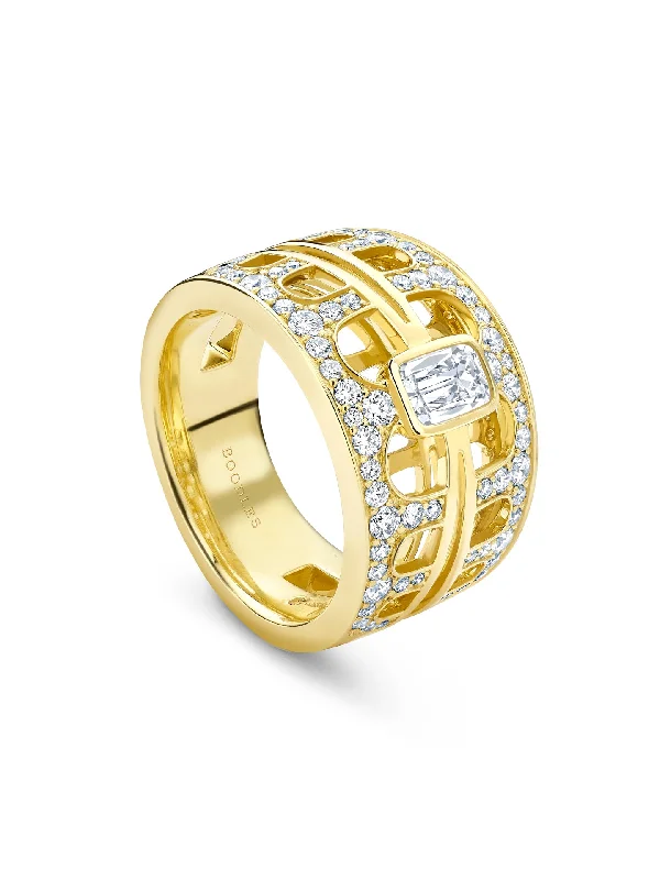 women’s adjustable gemstone ring-The Boodles National Gallery Collection - Perspective Yellow Gold Ring