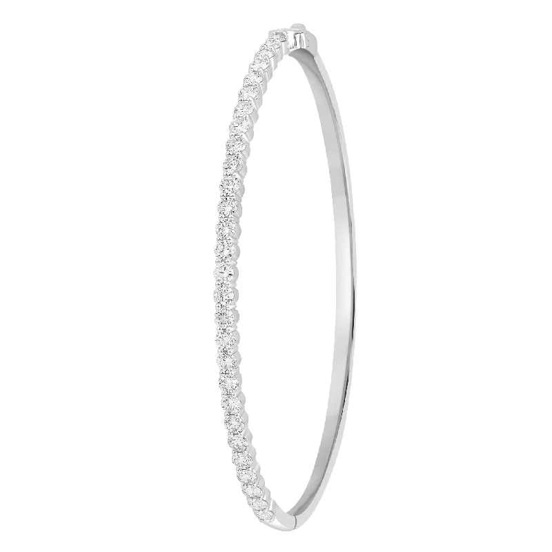 women’s slim bracelet-White Gold Diamond Bangle