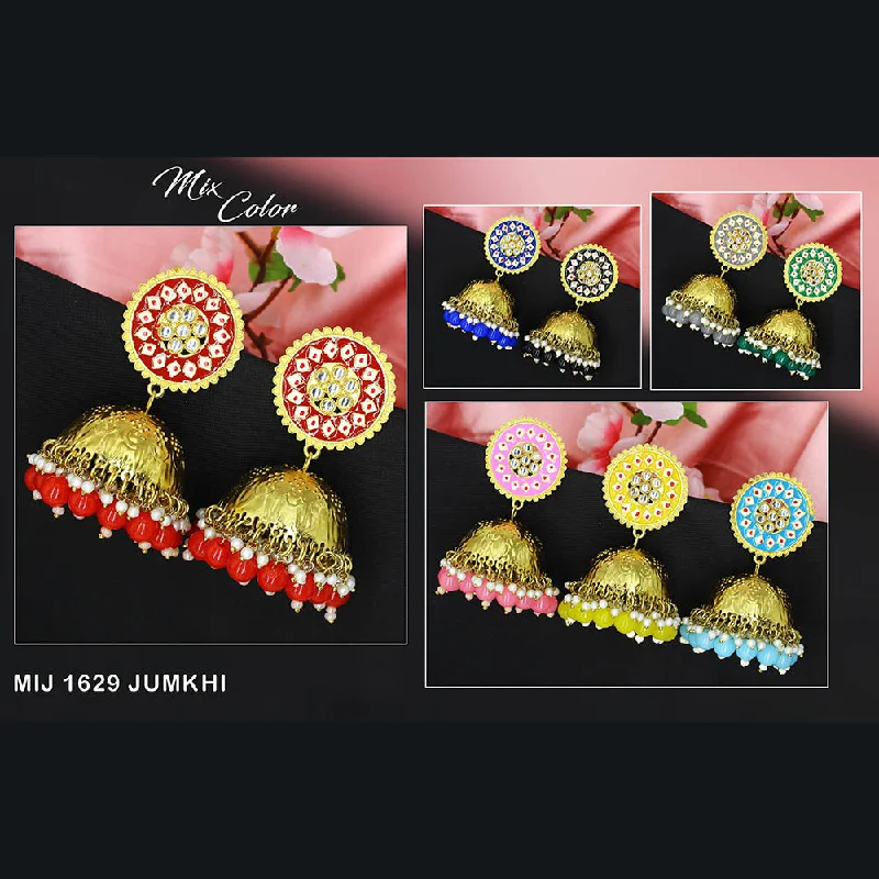 women’s red gemstone earrings-Mahavir Gold Plated Jhumki Earrings