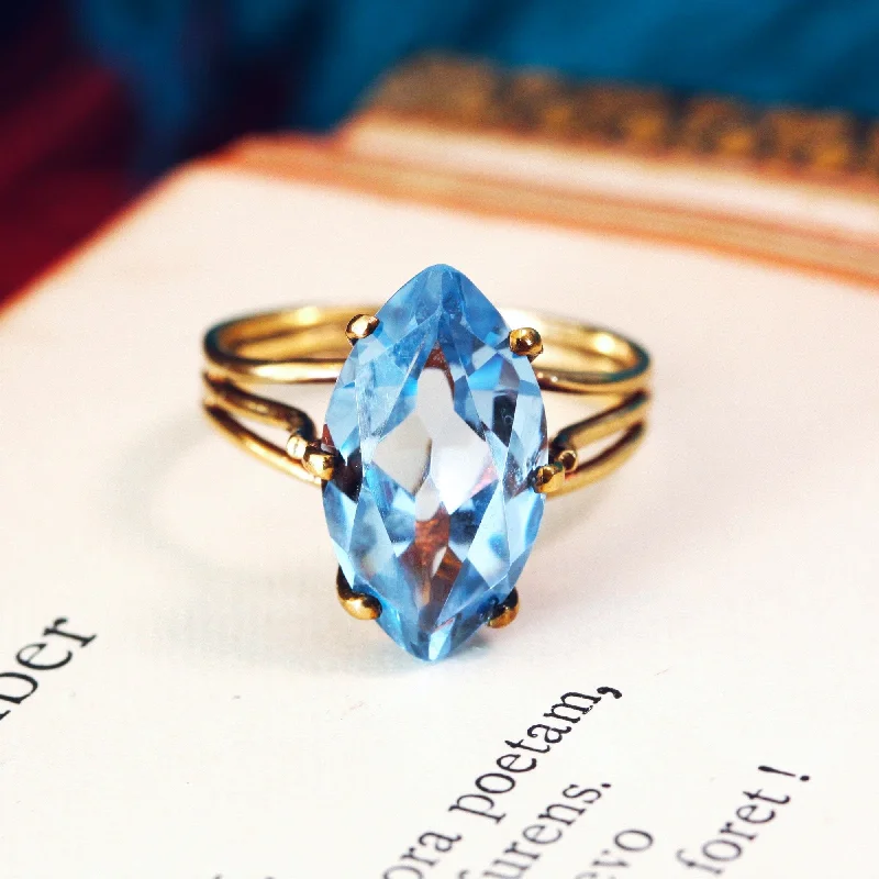 women’s gemstone wedding ring-Fabulous Vintage Blue Spinel Cocktail Ring