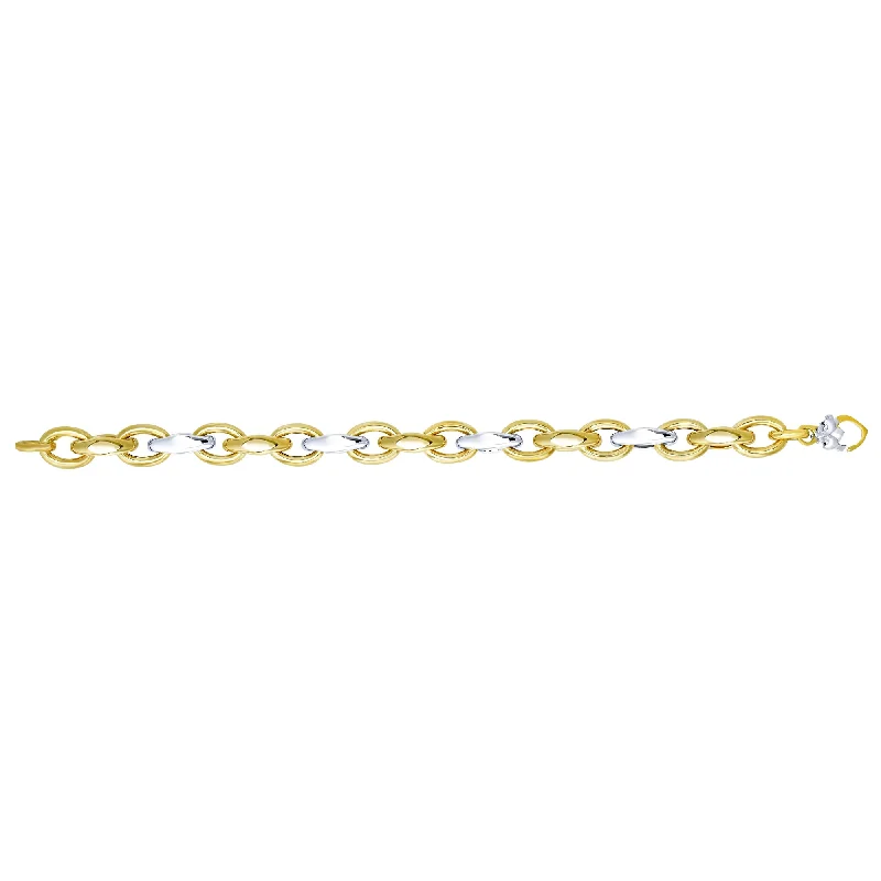 women’s wide bracelet-14K Two-tone Gold Alternating Three Plus One Heritage Link