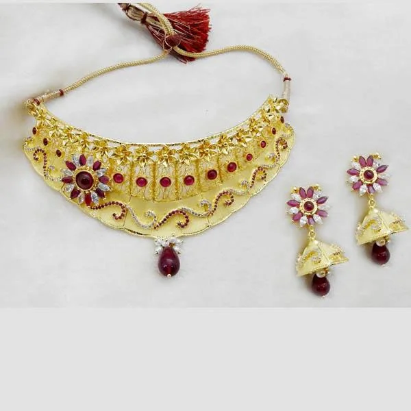 women’s delicate gold necklace-Utkrishtt Forming Gold Plated Copper Necklace Set - 1107839