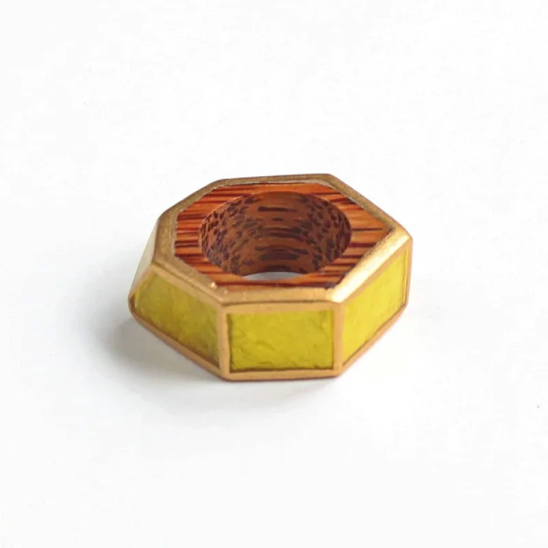 women’s diamond ring-Yellow and Gold Geometric Ring by Sylca