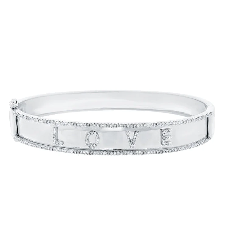 women’s elegant bracelet-14K White Gold Diamond "Love" Hinged