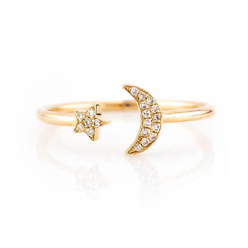 women’s wedding ring-Star and Moon Ring