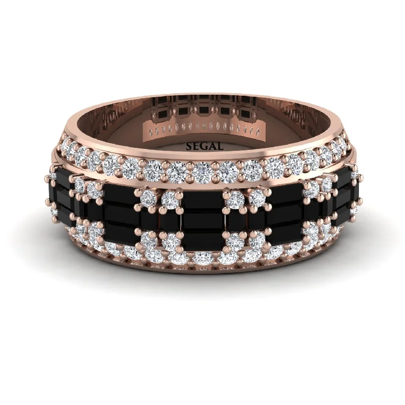 women’s white diamond engagement rings-Baguette Black Diamond Eternity Wedding Band - Billy No. 8