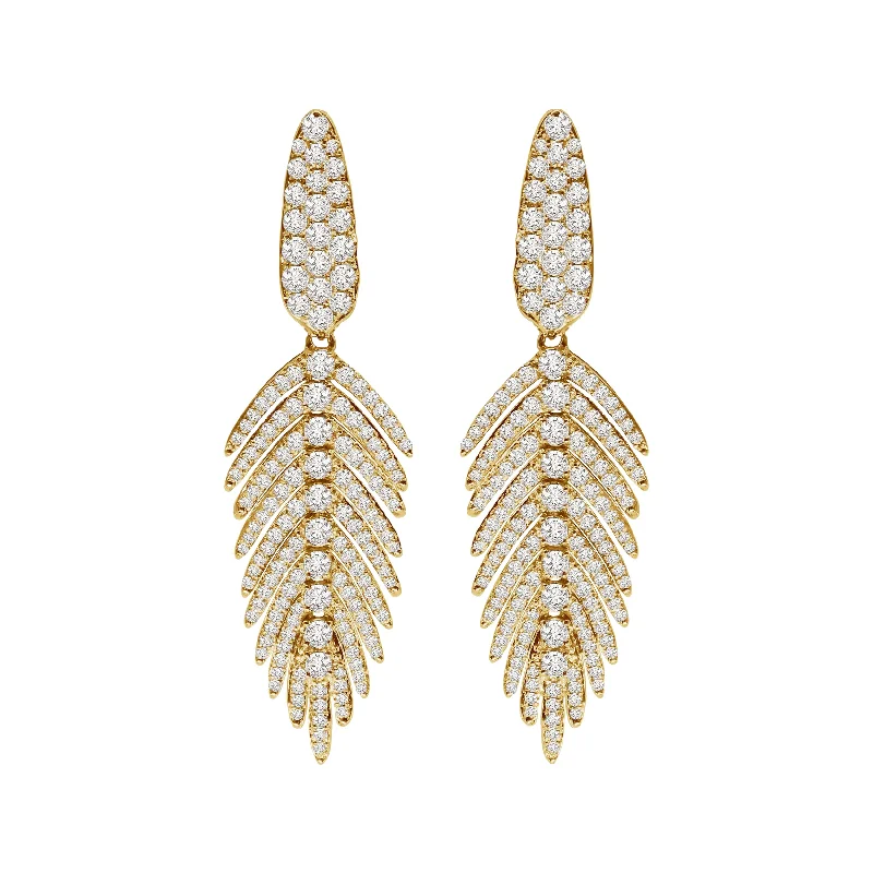 women’s cluster earrings-Jewels Diamond Feather Earrings