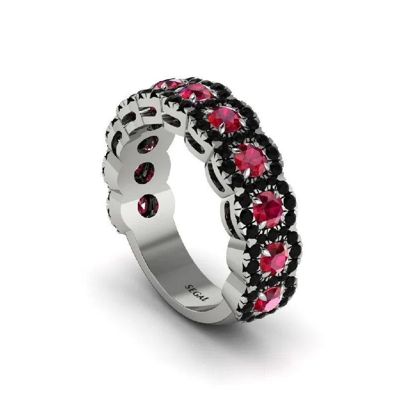 women’s white diamond engagement rings-Ruby Blossoming Love Halo Wedding Band - Annalise No. 42