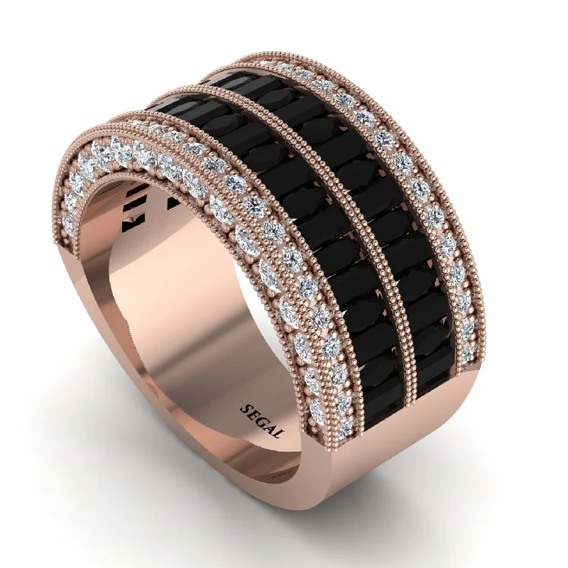 women’s double halo engagement rings-Black Diamond Multi-Row Halo Wedding Band - Blake No. 8