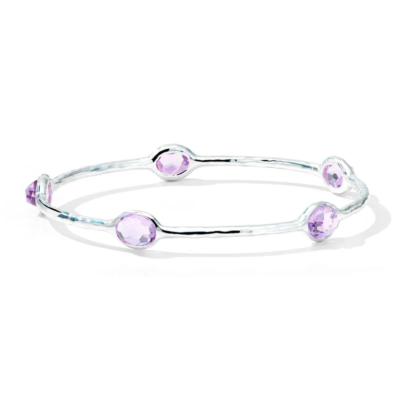 women’s platinum bracelet-5-Stone Bangle in Amethyst