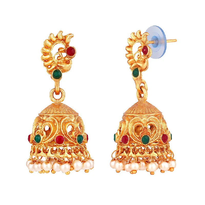 women’s sunburst earrings-Shrishti Fashion Glimmery Peacock Gold Plated Jhumki Earring For Women