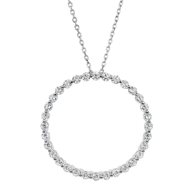 women’s vintage-style necklace-Round Brilliant necklace with 1.2 carats* of diamond simulants in sterling silver