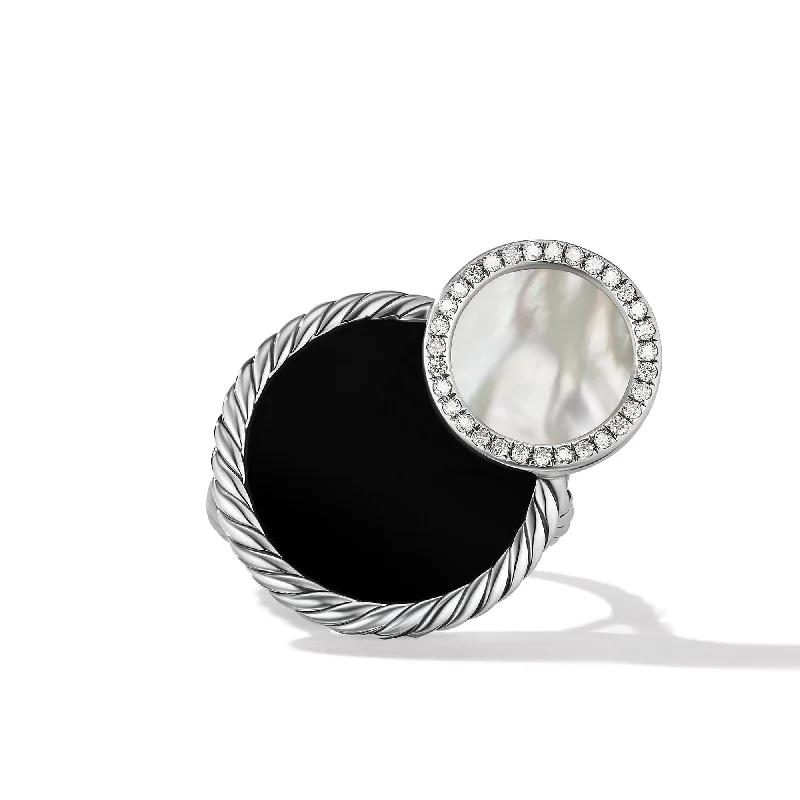 women’s bold earrings-DY Elements Eclipse Ring with Black Onyx, Mother of Pearl and Pave Diamonds