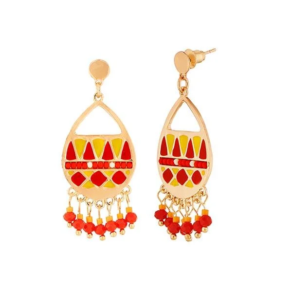 women’s vintage gemstone earrings-Urthn Meenakari Gold Plated Dangler Earrings - 1312509A