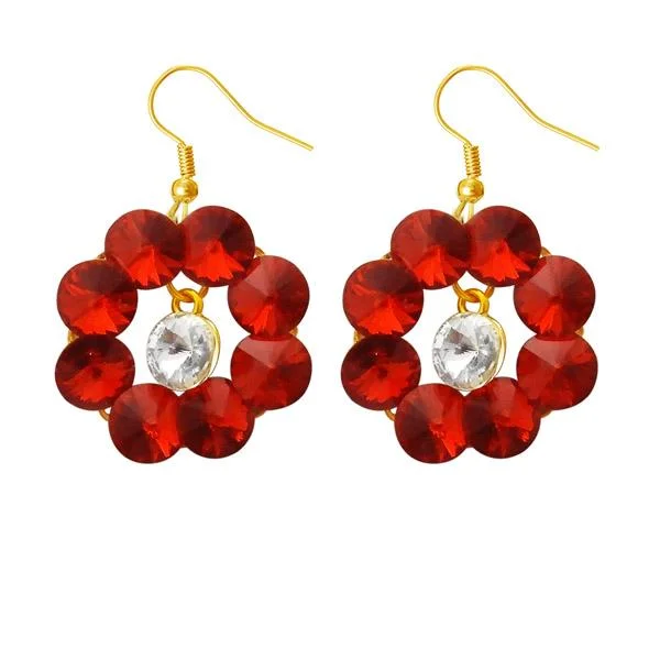 women’s classic earrings-Kriaa Gold Plated Maroon Resin Stone Dangler Earrings - 1311412I