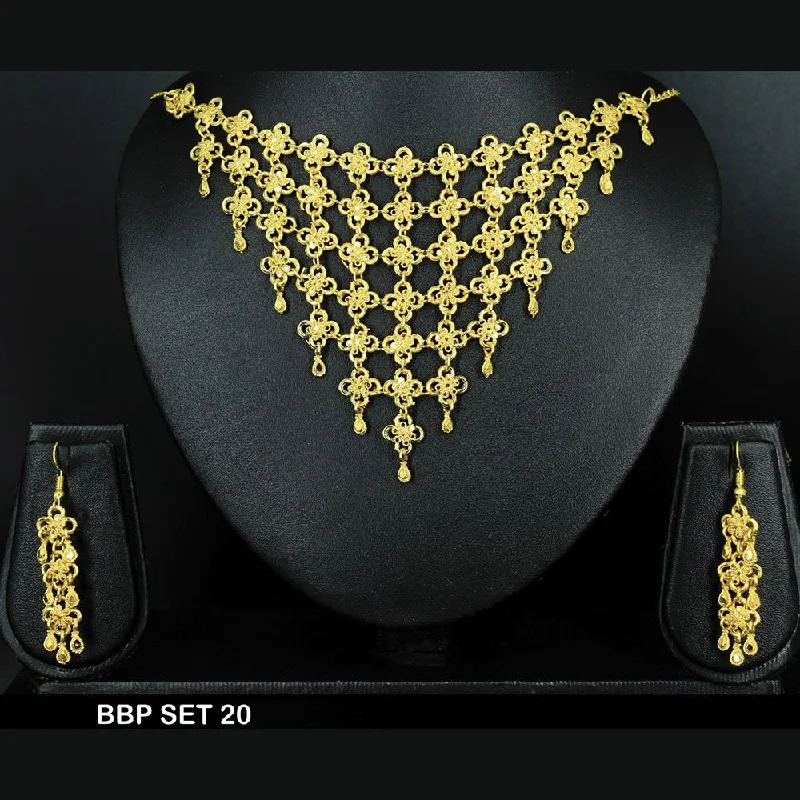 women’s cross necklace-Mahavir Forming Gold Necklace Set  - BBP SET 20