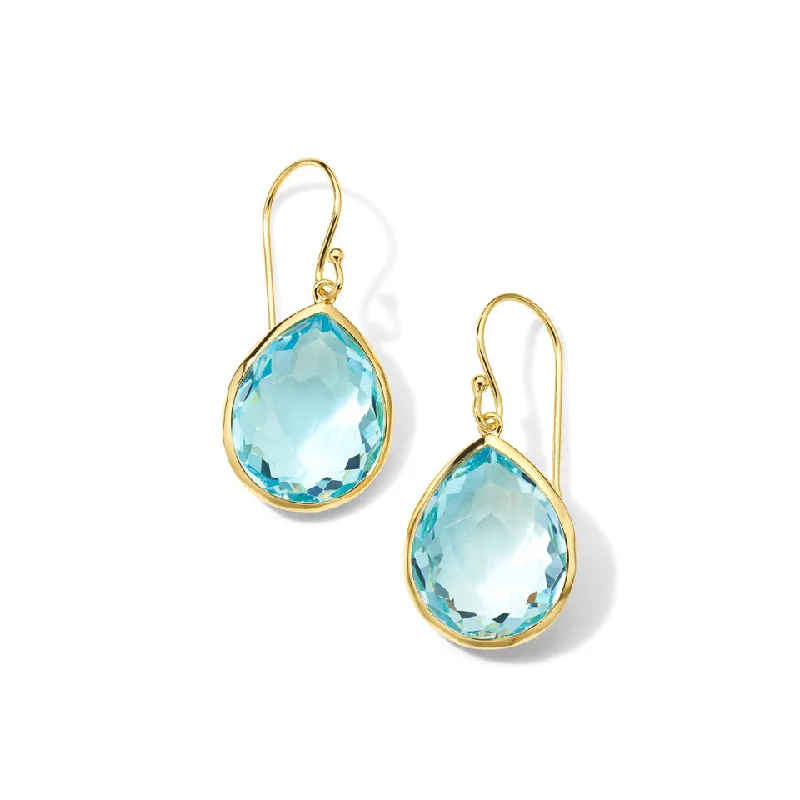 women’s statement earrings-Blue Topaz Rock Candy Medium Teardrop Earrings