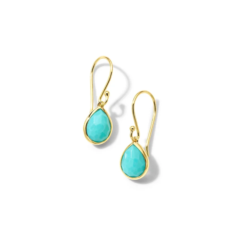 women’s long dangling earrings-Rock Candy Teeny Teardrop Earrings in Turquoise