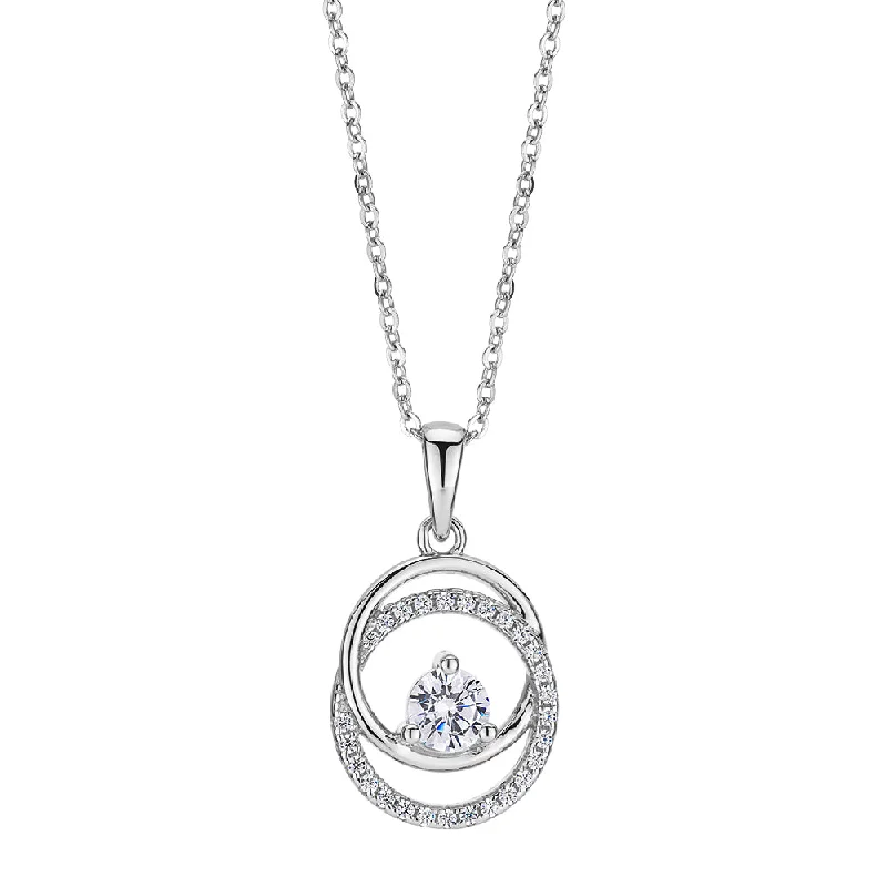 women’s gold necklace-Round Brilliant diamond simulant necklace in sterling silver